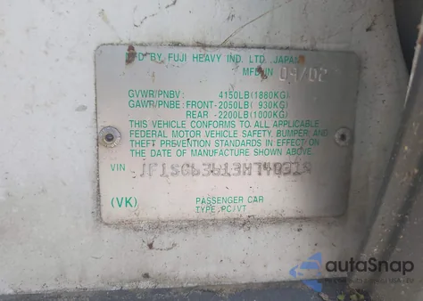 2003 Subaru Forester X z USA, uszkodzony, nr VIN JF1SG63613H740319